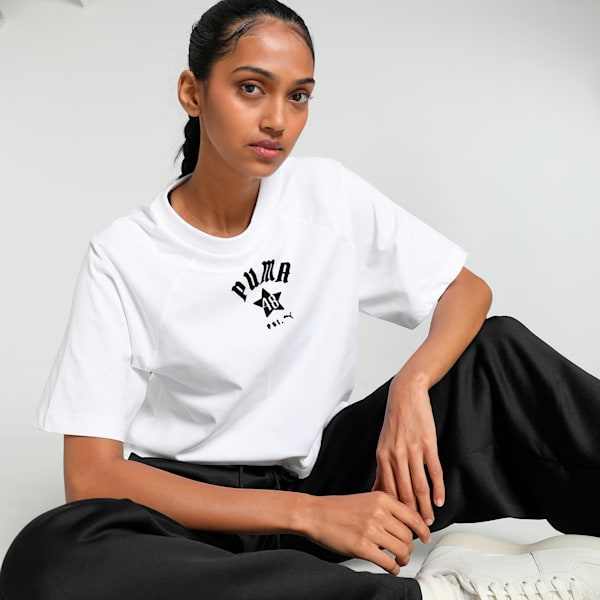 CLASSICS PLAY LOUD Women's Relaxed Fit Tee, PUMA White, extralarge-IND