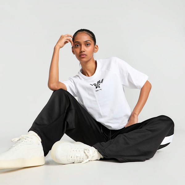 CLASSICS PLAY LOUD Women's Relaxed Fit Tee, PUMA White, extralarge-IND