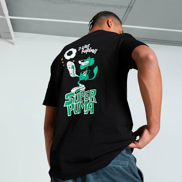 SUPER FOOTBALL Men's Relaxed Fit Tee, PUMA Black, extralarge-IND