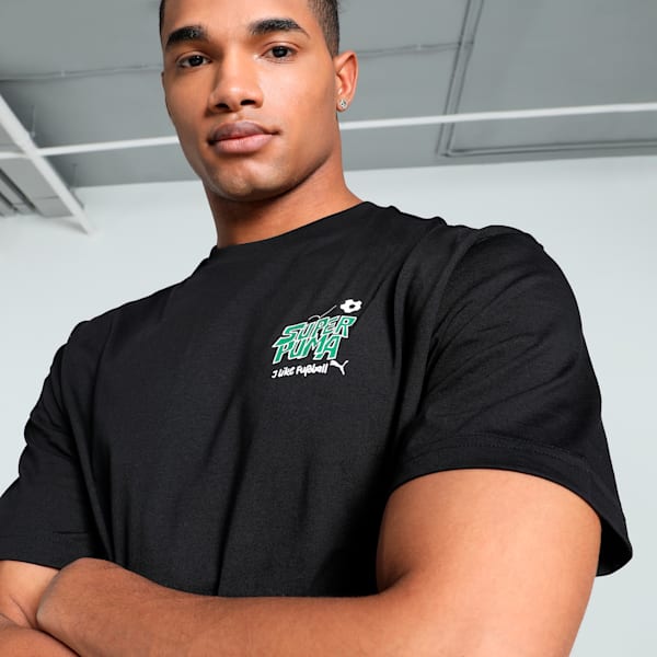 SUPER FOOTBALL Men's Relaxed Fit Tee, PUMA Black, extralarge-IND