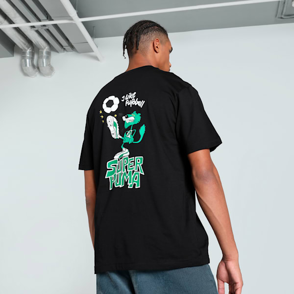 SUPER FOOTBALL Men's Relaxed Fit Tee, PUMA Black, extralarge-IND