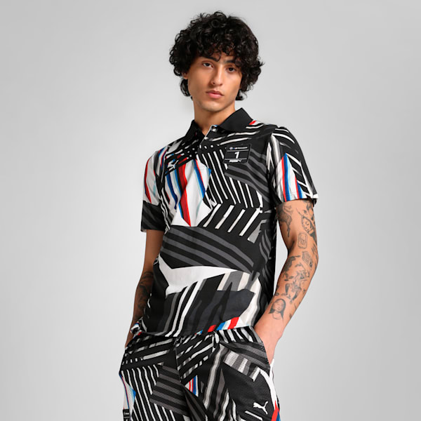 BMW M Motorsport Men's All-Over Print Polo, PUMA Black, extralarge-IND