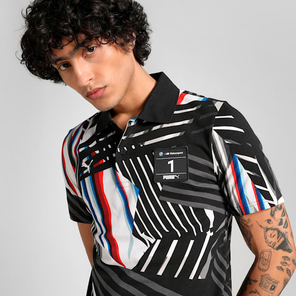 BMW M Motorsport Men's All-Over Print Polo, PUMA Black, extralarge-IND