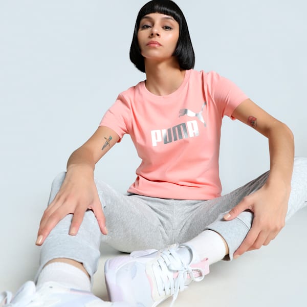 METALLIC No. 1 Logo Women's Tee, Pink Fruit-metallic silver, extralarge-IND