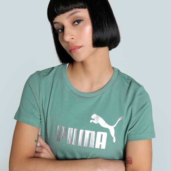 METALLIC No. 1 Logo Women's Tee, Green Moon-metallic silver, extralarge-IND