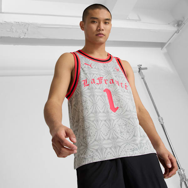 Jersey de básquetbol PUMA x LAMELO BALL LaFrancé Slam para hombre, Glacial Gray-AOP, extralarge