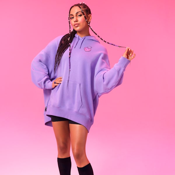 ウィメンズ PUMA x ハローキティ アンド フレンズ グラフィック オーバーサイズ フーディ, Lavender Alert, extralarge-JPN