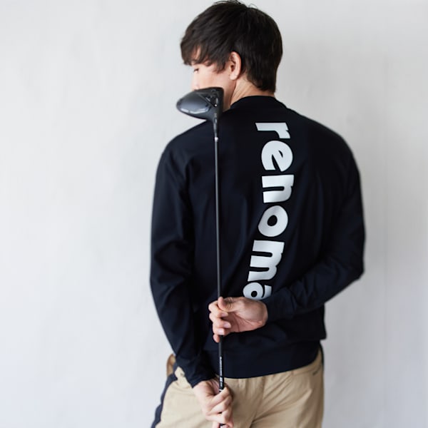メンズ ゴルフ PUMA x renoma golf バックプリント モックネック 長袖 シャツ, PUMA Black, extralarge-JPN