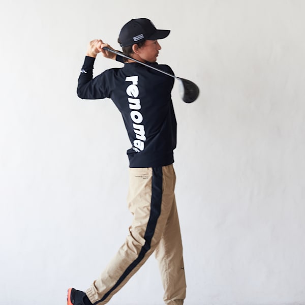 メンズ ゴルフ PUMA x renoma golf バックプリント モックネック 長袖 シャツ, PUMA Black, extralarge-JPN