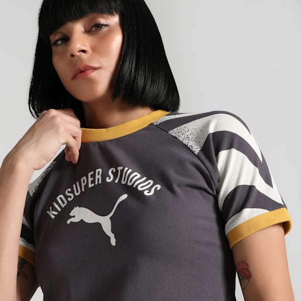 PUMA x KIDSUPER Women's Slim Fit Tee, Dark Coal, extralarge-IND