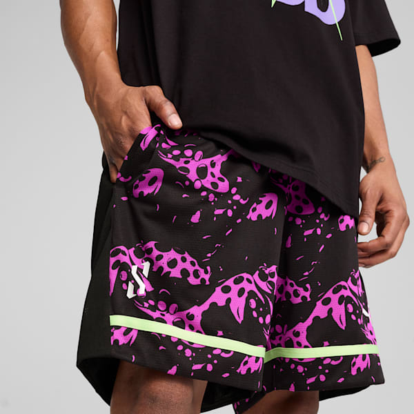 Scoot Purple Lab Men's Basketball Shorts, PUMA Black-Lavender Alert-Pure Magenta, extralarge
