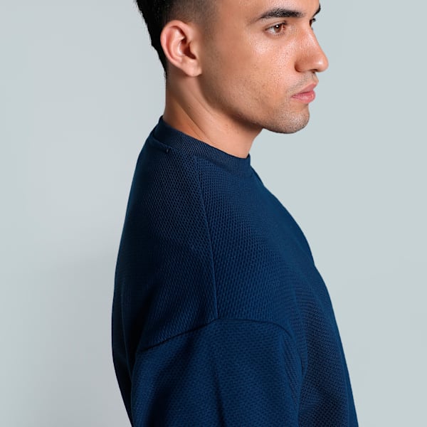 CLASSICS Jacquard Men's Crew-Neck Sweatshirt, Parisian Blue, extralarge-IND