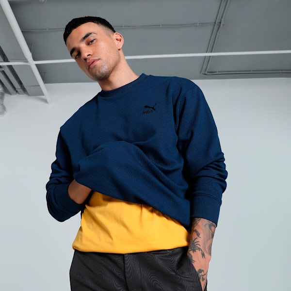CLASSICS Jacquard Men's Crew-Neck Sweatshirt, Parisian Blue, extralarge-IND