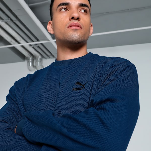 CLASSICS Jacquard Men's Crew-Neck Sweatshirt, Parisian Blue, extralarge-IND