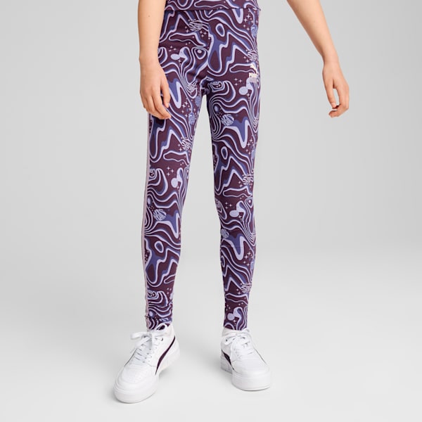 LAVA LAND Girl's High-Waist Leggings, Midnight Plum, extralarge-IND
