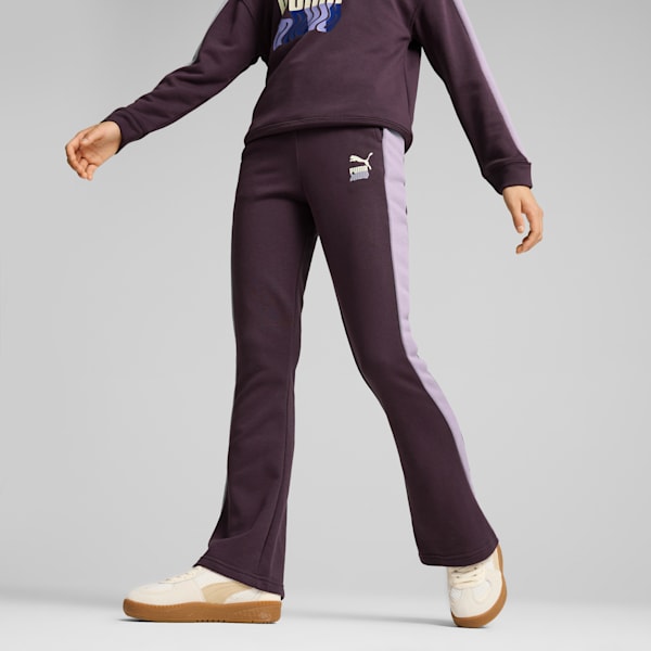 LAVA LAND Girl's Flared Sweatpants, Midnight Plum, extralarge-IND