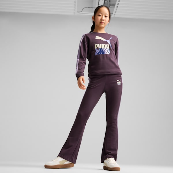 LAVA LAND Girl's Flared Sweatpants, Midnight Plum, extralarge-IND
