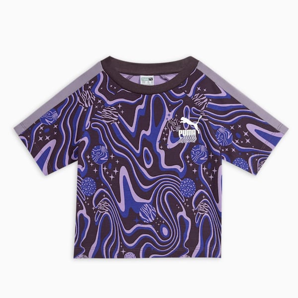 LAVA LAND Girl's Printed Knitted Slim Fit Top, Midnight Plum, extralarge-IND
