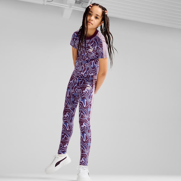 LAVA LAND Girl's Printed Knitted Slim Fit Top, Midnight Plum, extralarge-IND