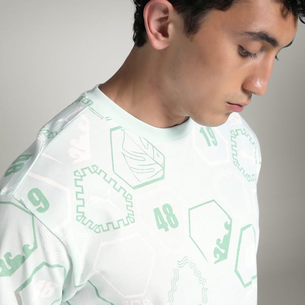 Men's PREMIUM Essential Relaxed AOP Tee, Peaceful Blue, extralarge-IND