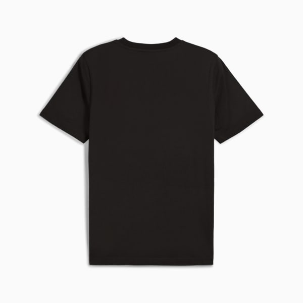 Black PUMA T-shirt for adults, plain design with short sleeves and round neck.