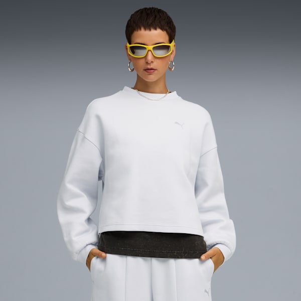 Wardrobe Essentials Oversized Crew Women, Silver Mist, extralarge