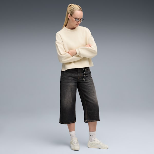 PUMA Wardrobe Essentials Women's Oversized Crew Neck Sweatshirt, Alpine Snow, extralarge