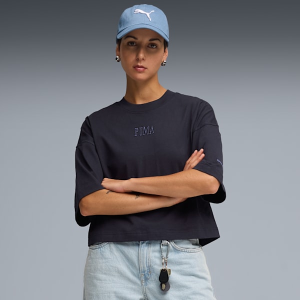 Premium Essentials Oversized Graphic Tee Women, New Navy, extralarge