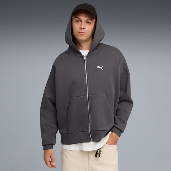 Wardrobe Essentials Boxy Full-Zip Hoodie Men, Dusky Gray, extralarge-GBR