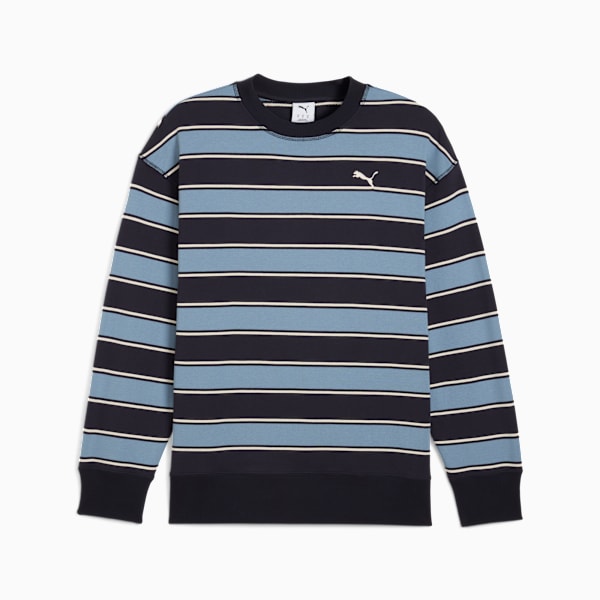 Premium Essentials Relaxed Stripe Crew Sweatshirt Unisex, New Navy-AOP, extralarge