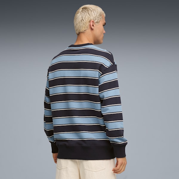 Premium Essentials Relaxed Stripe Crew Sweatshirt Unisex, New Navy-AOP, extralarge