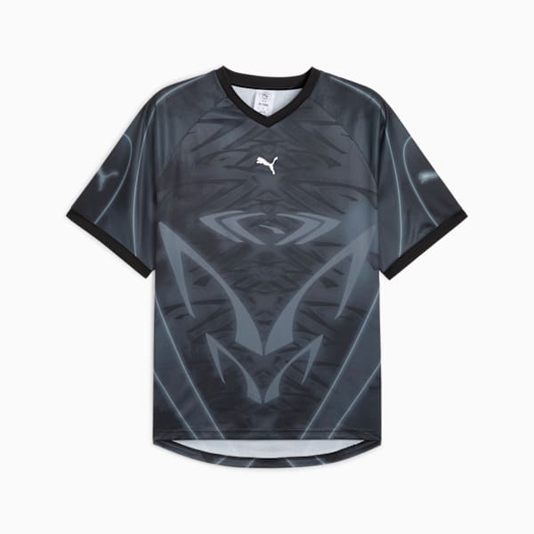 Camiseta de fútbol estampada PUMATECH, PUMA Black-AOP, extralarge