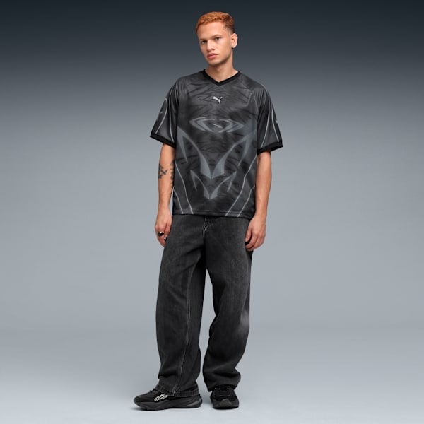 PUMATECH-X Recycled Football Jersey, PUMA Black-AOP, extralarge-IND