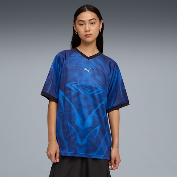 Camiseta de fútbol estampada PUMATECH, Mountain Blue-AOP, extralarge