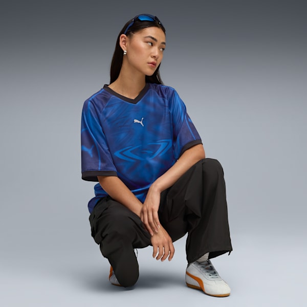 Camiseta de fútbol estampada PUMATECH, Mountain Blue-AOP, extralarge