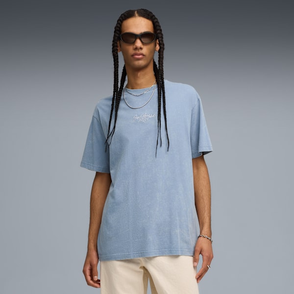 Graphic Relaxed Washed Tee Men, Cool Blue, extralarge