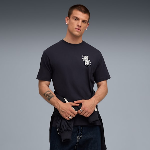 Graphic Card Play Relaxed Tee Men, New Navy, extralarge