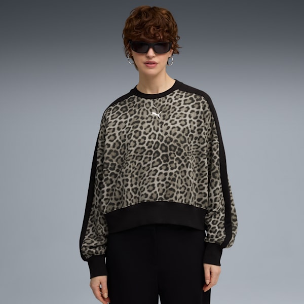 T7 Leo Oversized Crew Sweatshirt Women, PUMA Black, extralarge