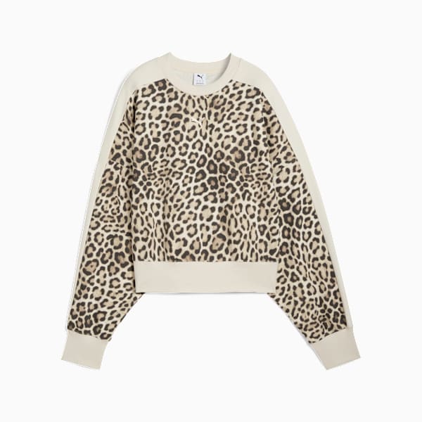 T7 Leo Oversized Crew Sweatshirt Women, Alpine Snow-Ice Coffee, extralarge