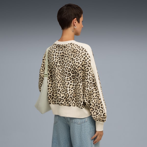 T7 Leo Oversized Crew Sweatshirt Women, Alpine Snow-Ice Coffee, extralarge