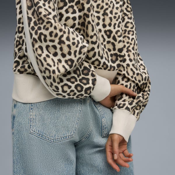 T7 Leo Oversized Crew Sweatshirt Women, Alpine Snow-Ice Coffee, extralarge