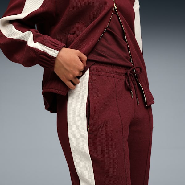 T7 Women's Flared-Leg Concept Track Pants, Ruby Shimmer, extralarge-IND