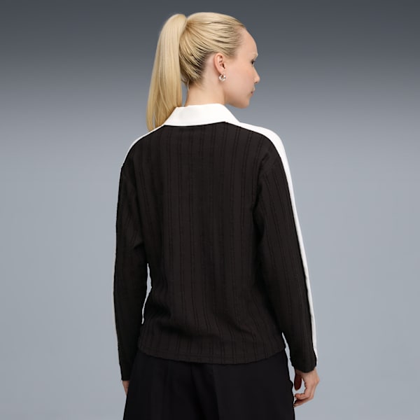 T7 Relaxed Long Sleeve Polo Women, PUMA Black, extralarge-GBR