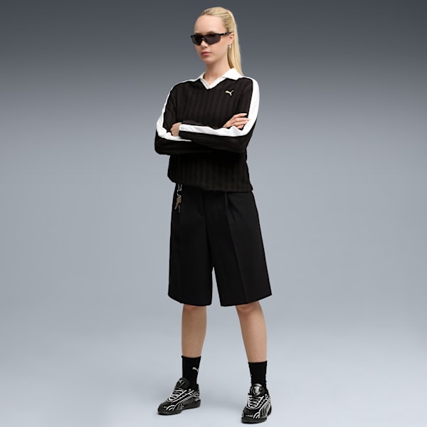 T7 Relaxed Long Sleeve Polo Women, PUMA Black, extralarge-GBR
