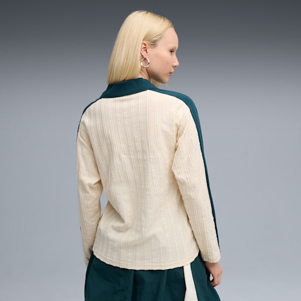 T7 Relaxed Long Sleeve Polo Women, Alpine Snow, extralarge