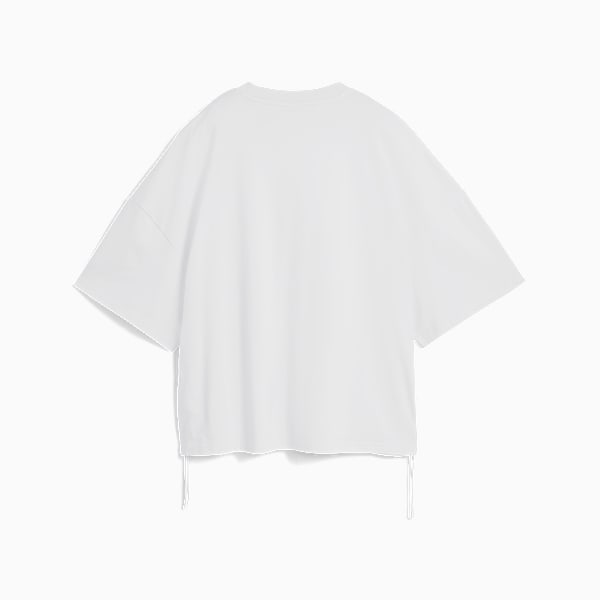 DARE TO Women's Oversized Cotton Ruched Tee, PUMA White, extralarge-IND
