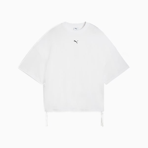 DARE TO Women's Oversized Cotton Ruched Tee, PUMA White, extralarge-IND