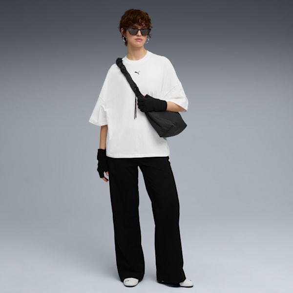DARE TO Women's Oversized Cotton Ruched Tee, PUMA White, extralarge-IND
