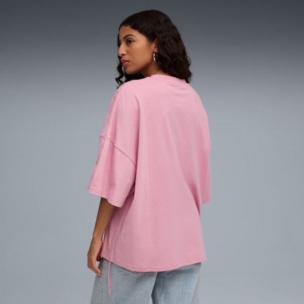 DARE TO Women's Oversized Cotton Ruched Tee, Poised Pink, extralarge-IND