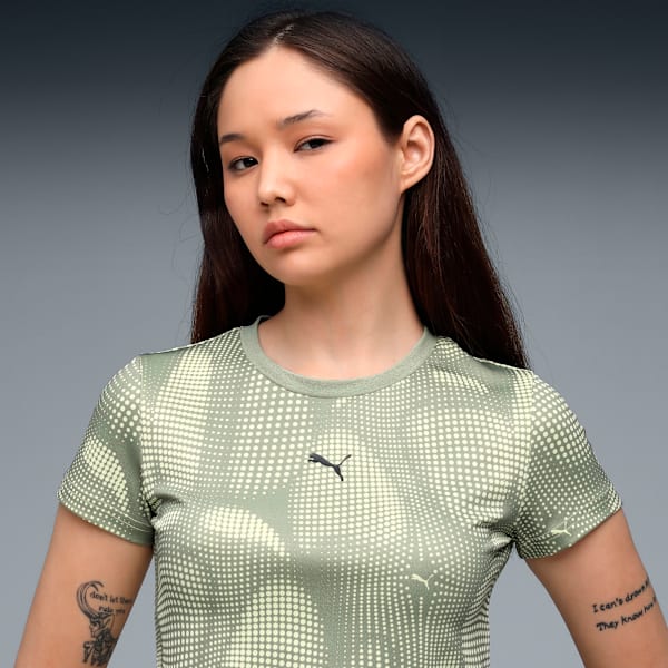 DARE TO Women’s Slim Cropped Printed Tee, Lux Army, extralarge-IND